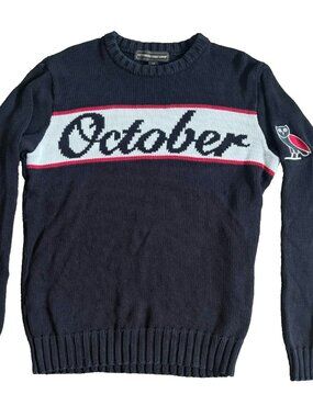 October's Very Own OVO October Sweater Black Drake Knit Rare Size S Small